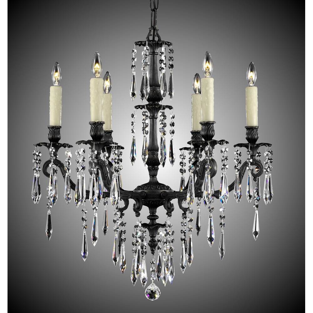 American Brass And Crystal 6 Light Parisian Spire Chandelier