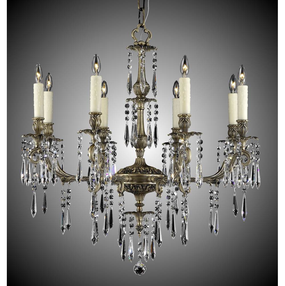 American Brass And Crystal 8 Light Parisian Spire Chandelier