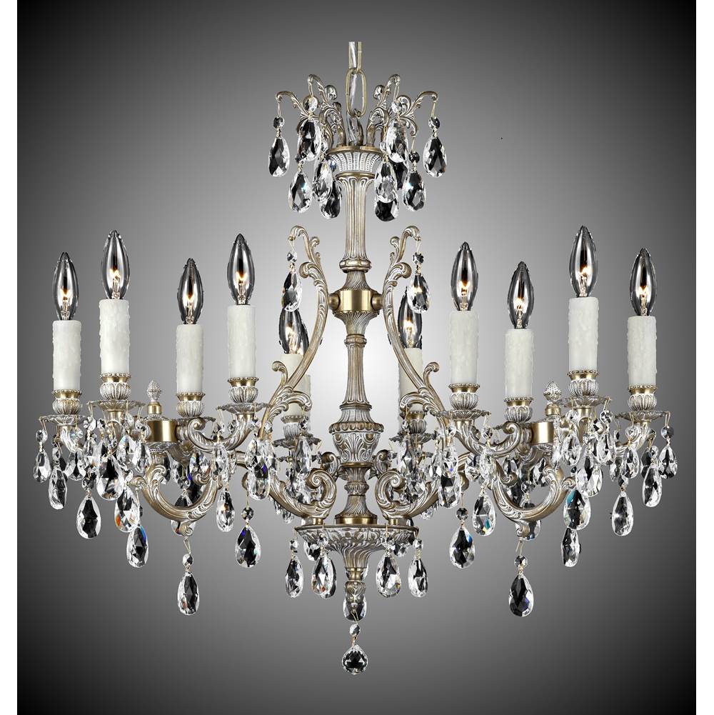 American Brass And Crystal 12 Light 3 Arm Chateau Chandelier