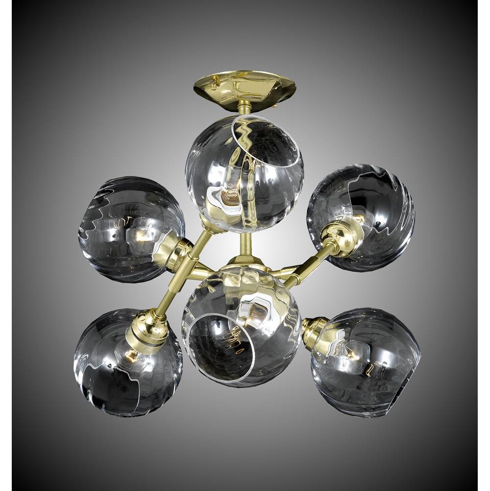 American Brass And Crystal 6 Light Magro Globe Flush Mount