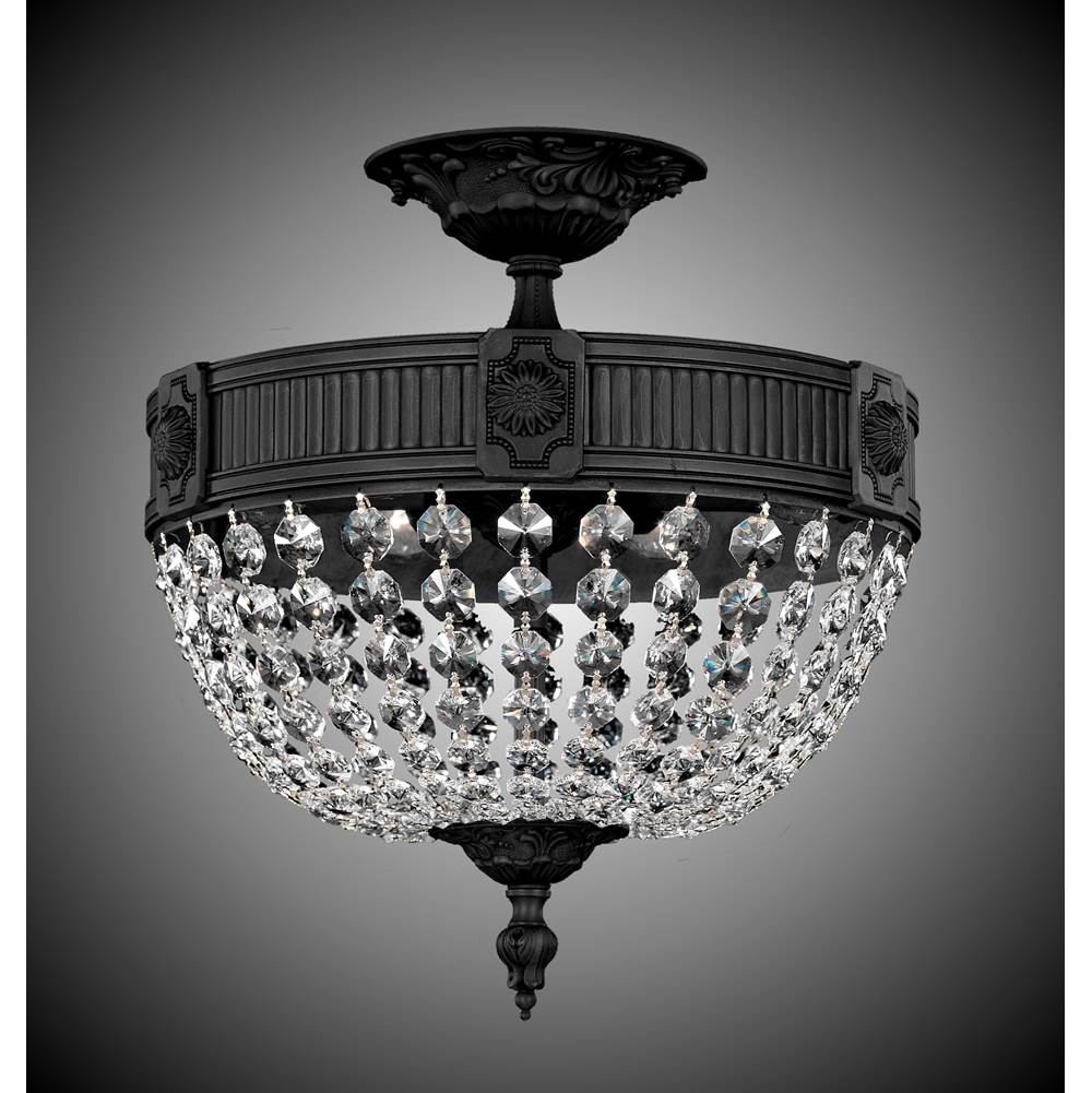 American Brass And Crystal 3 Light Valencia Flush Mount