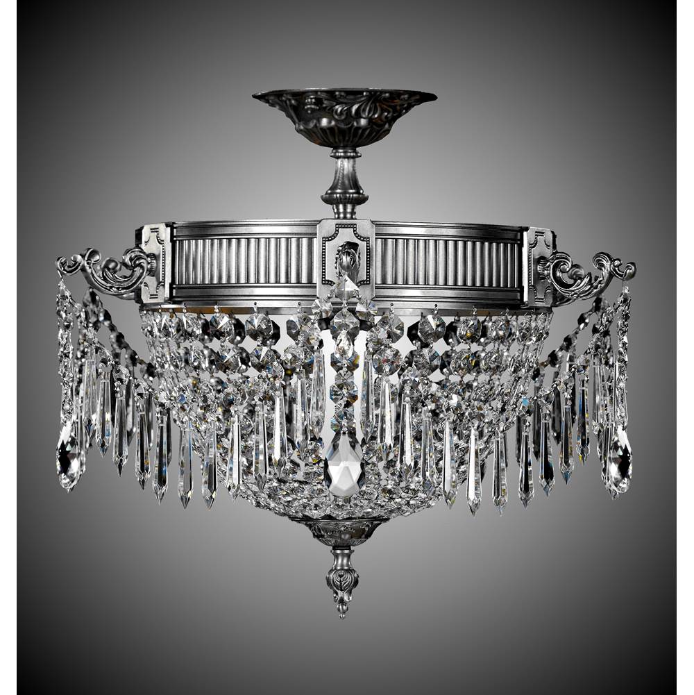 American Brass And Crystal 3 Light Valencia Flush Mount
