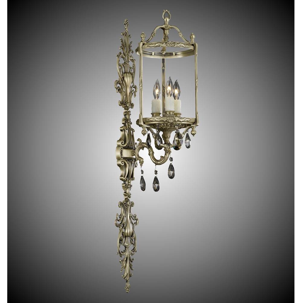 American Brass And Crystal 3 Light 8 inch Extended Lantern Wall Sconce with Clear Curved glass and Crystal