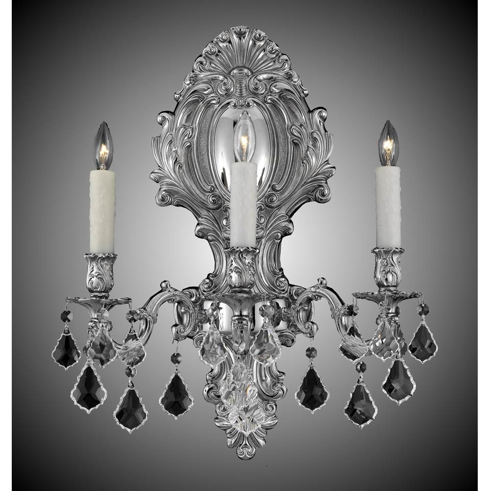 American Brass And Crystal 3 Light Fleur-De-Lis Large Wall Sconce
