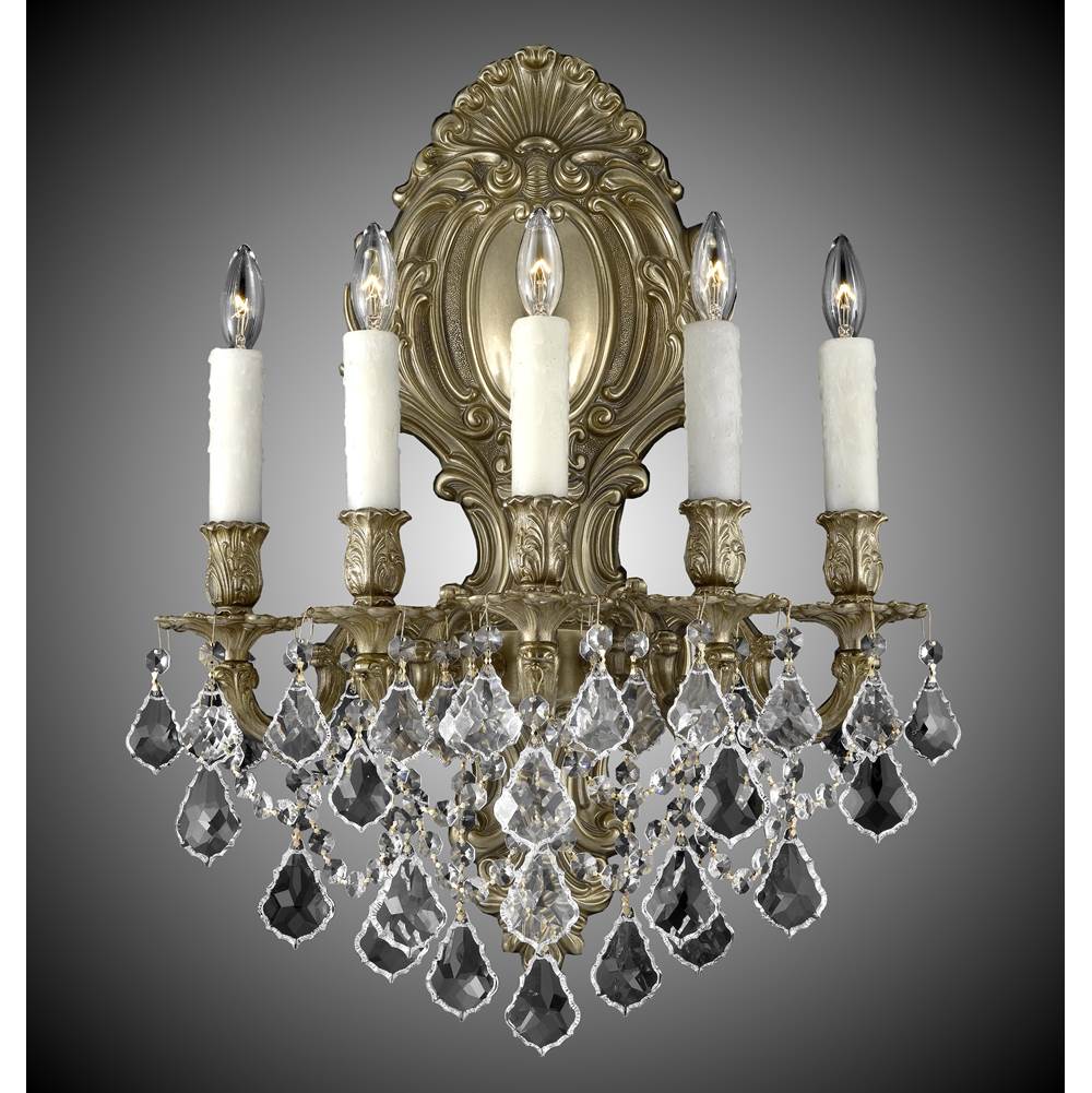 American Brass And Crystal 5 Light Fleur-De-Lis Large Wall Sconce