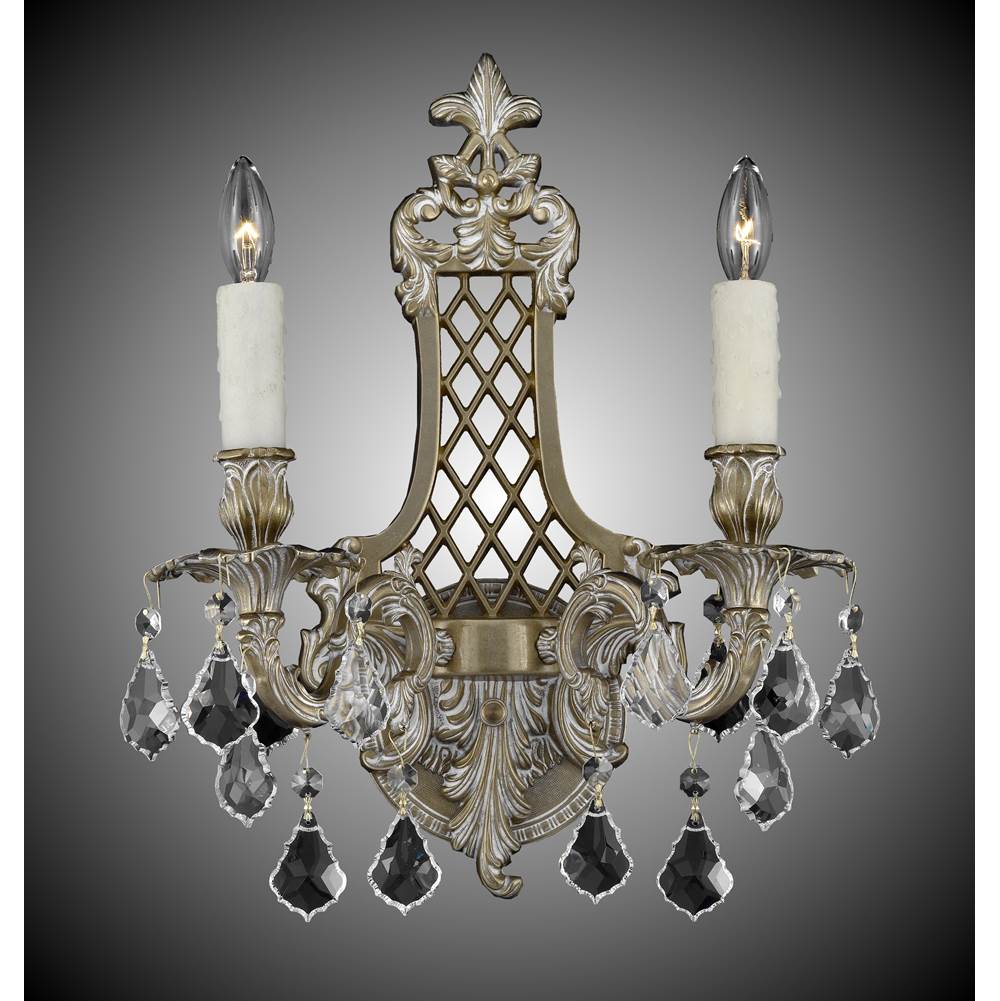 American Brass And Crystal 2 Light Lattice Small Wall Sconce