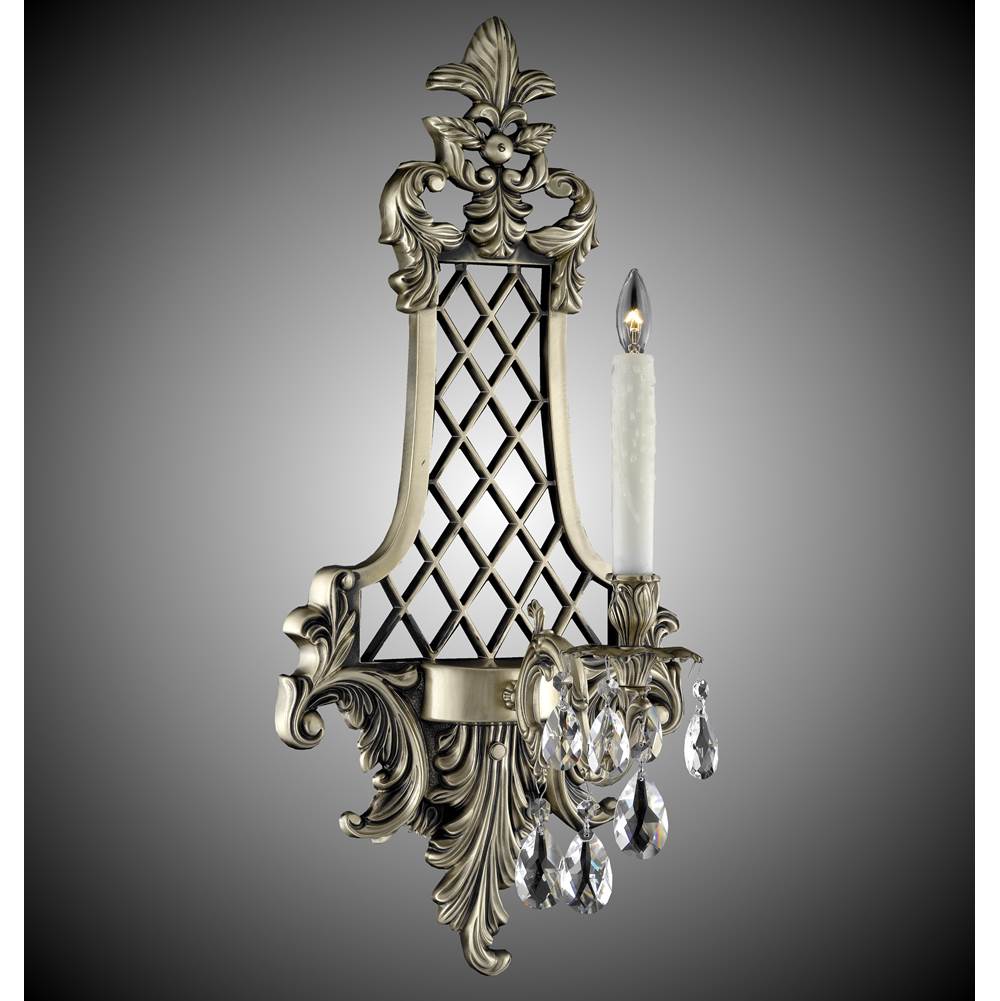 American Brass And Crystal 1 Light Lattice Large Wall Sconce
