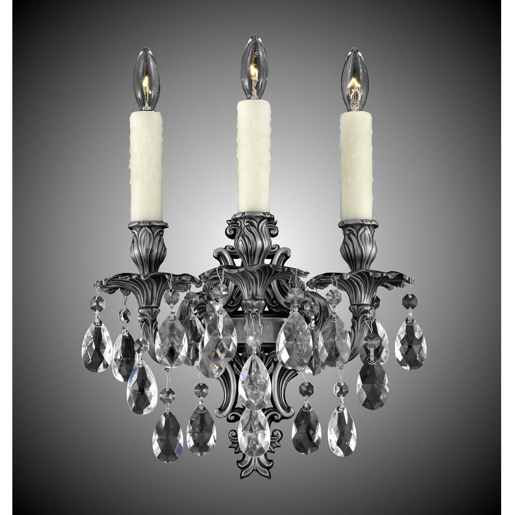 American Brass And Crystal 3 Light Filigree Wall Sconce