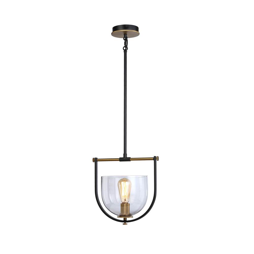 Artcraft Cheshire Collection 1-Light Pendant, Black and Brass