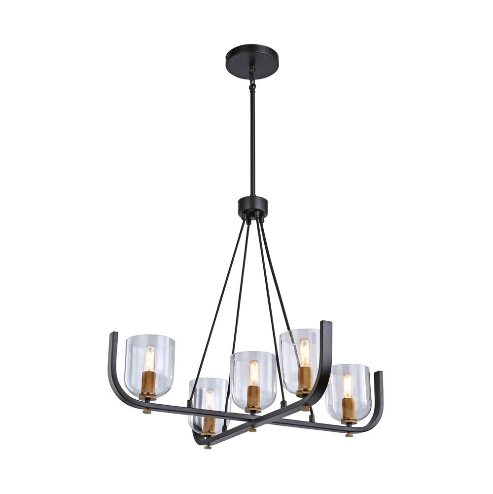 Artcraft Cheshire Collection 5-Light Chandelier, Black and Brass