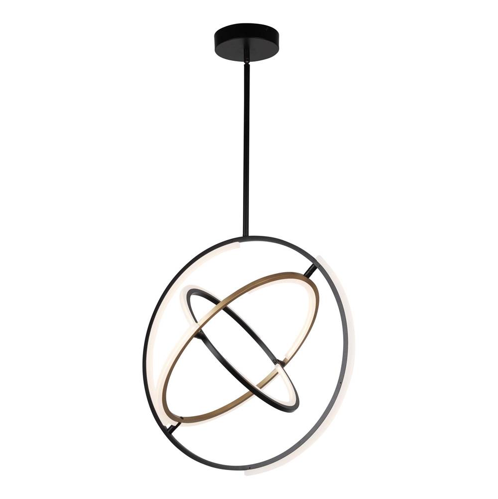 Artcraft Trilogy Collection Integrated LED Pendant, Black and Brass