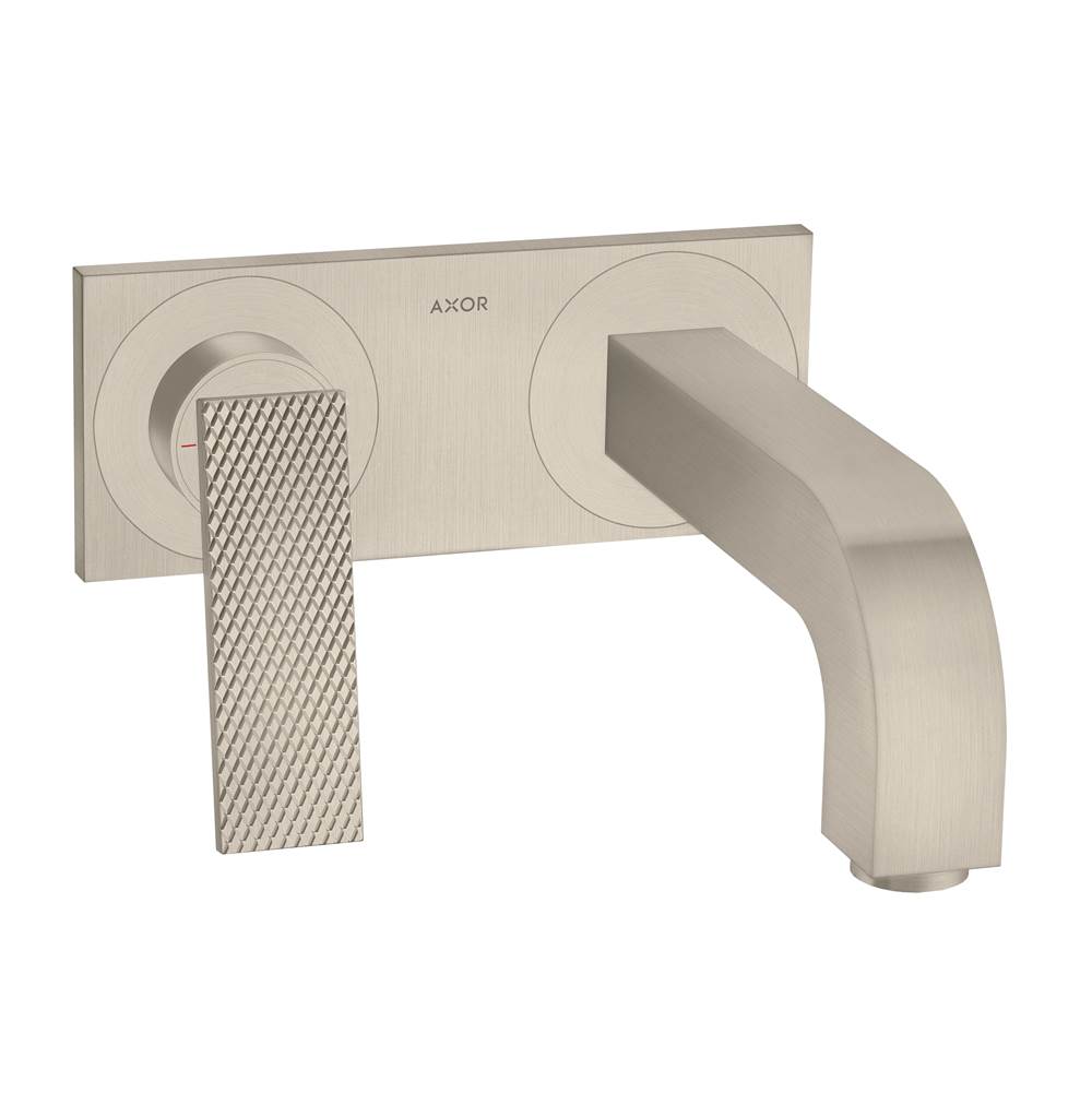 Axor Citterio Wall-Mounted Single-Handle Faucet Trim with Base Plate- Rhombic Cut, 1.2 GPM in Brushed Nickel