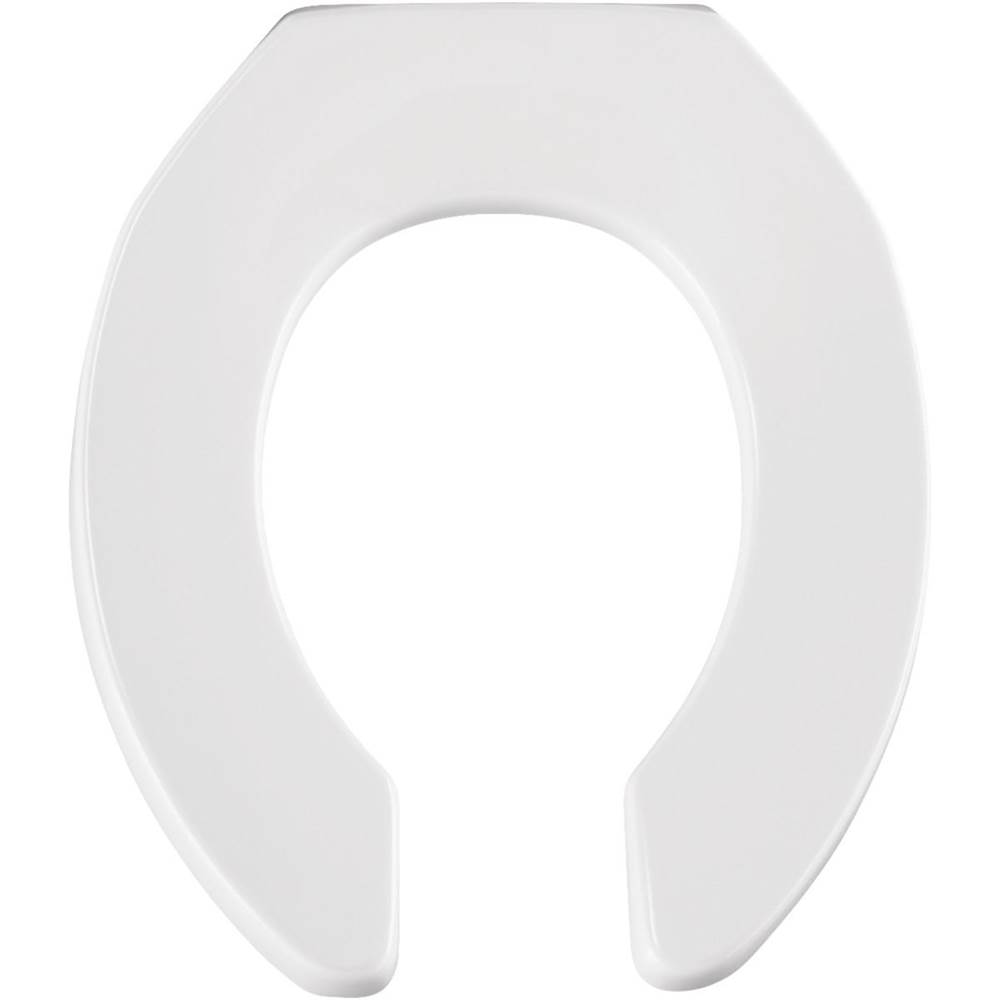 Bemis Round Commercial Plastic Open Front Less Cover Toilet Seat with STA-TITE Check Hinge - White
