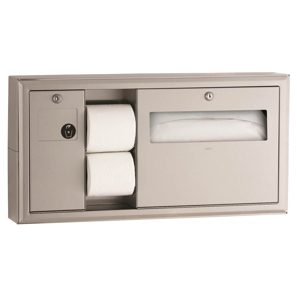Bobrick Surface-Mtd Toilet Tissue, Seat-Cover Dispenser And Waste Disposal, Left
