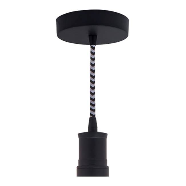 Bulbrite Bulbrite Contemporary Pendant - Black Socket And Canopy With 10'' Black And White Chevron Cord