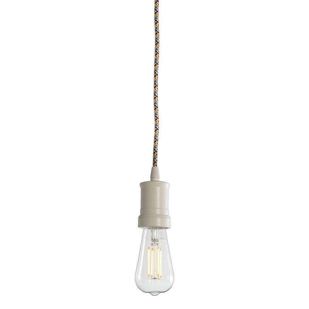 Bulbrite Contemporary White Pendant W/ 7W Led St18 2700K Filament Fully Compatible Dimming
