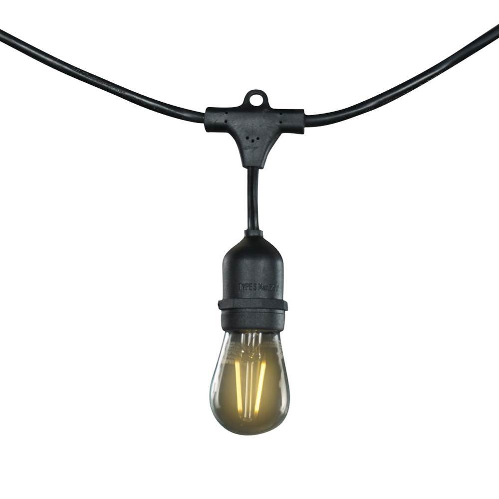 Bulbrite Dimmable String Light - Black - Bulbs Included: 2W S14 LED (15 pcs) E26 base 2700 120 volt LED lamp