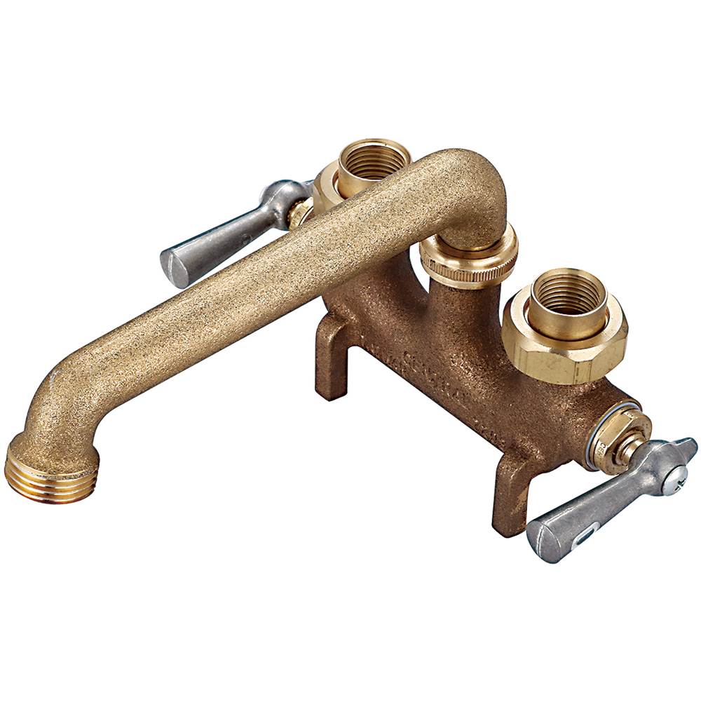 Central Brass Laundry-3-1/2'' Cntrs Two Lvr Hdls 6'' Cast Spt 1/2'' Combo Union Straddle Legs-Rough