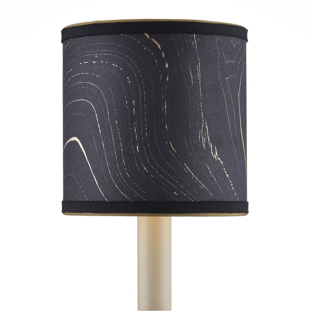 Currey And Company Marble Paper Drum Chandelier Shade - Black/Gold/Silver