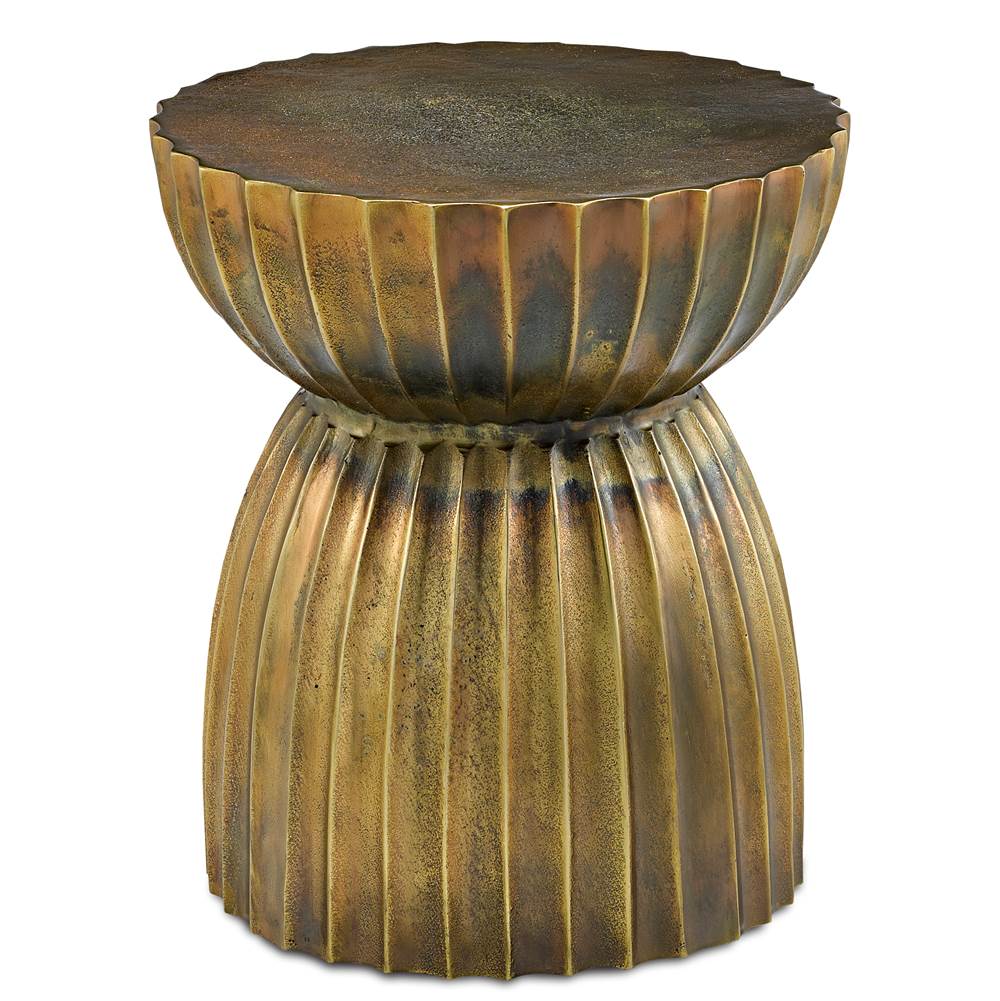 Currey And Company Rasi Antique Brass Table/Stool