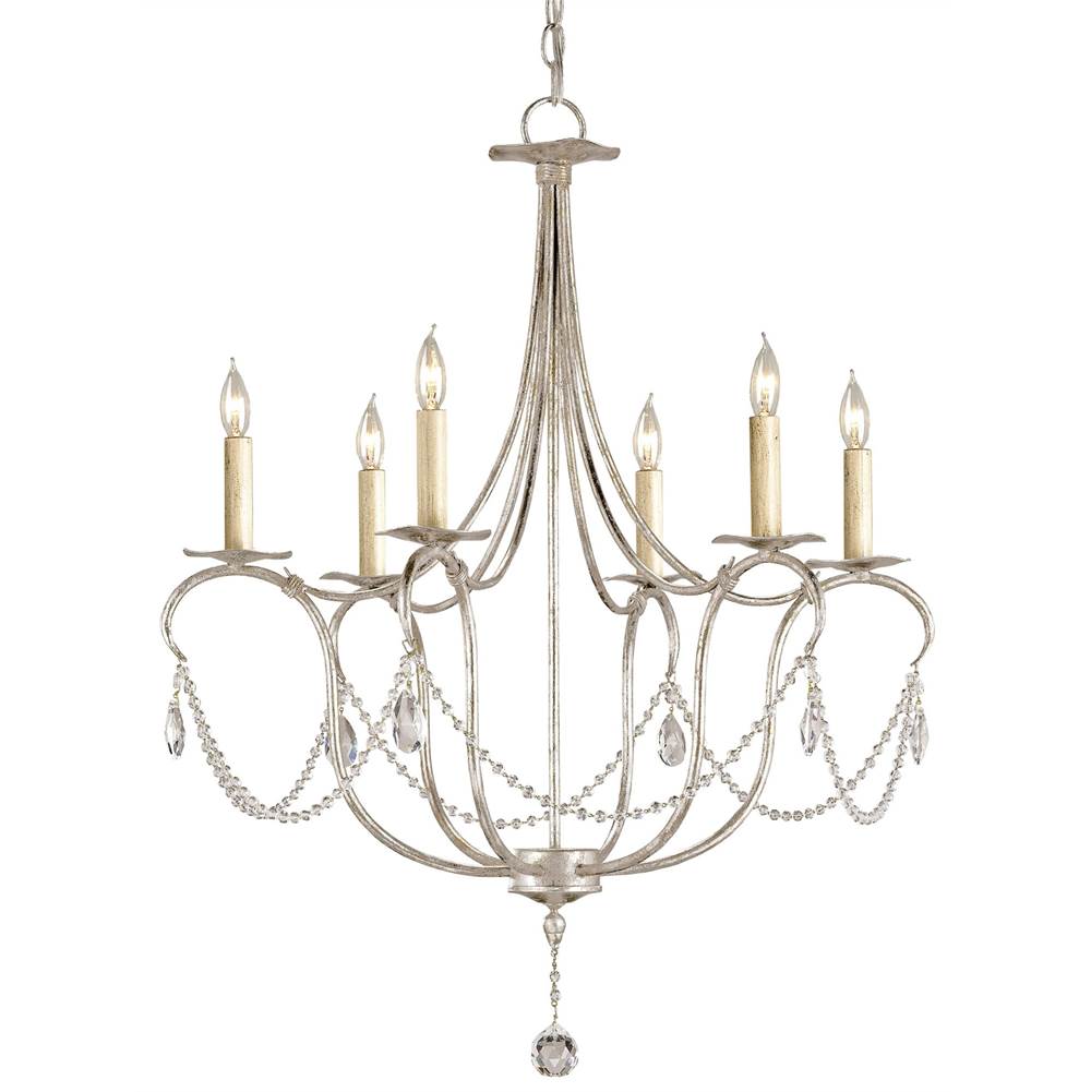 Currey And Company Crystal Lights Silver Small Chandelier