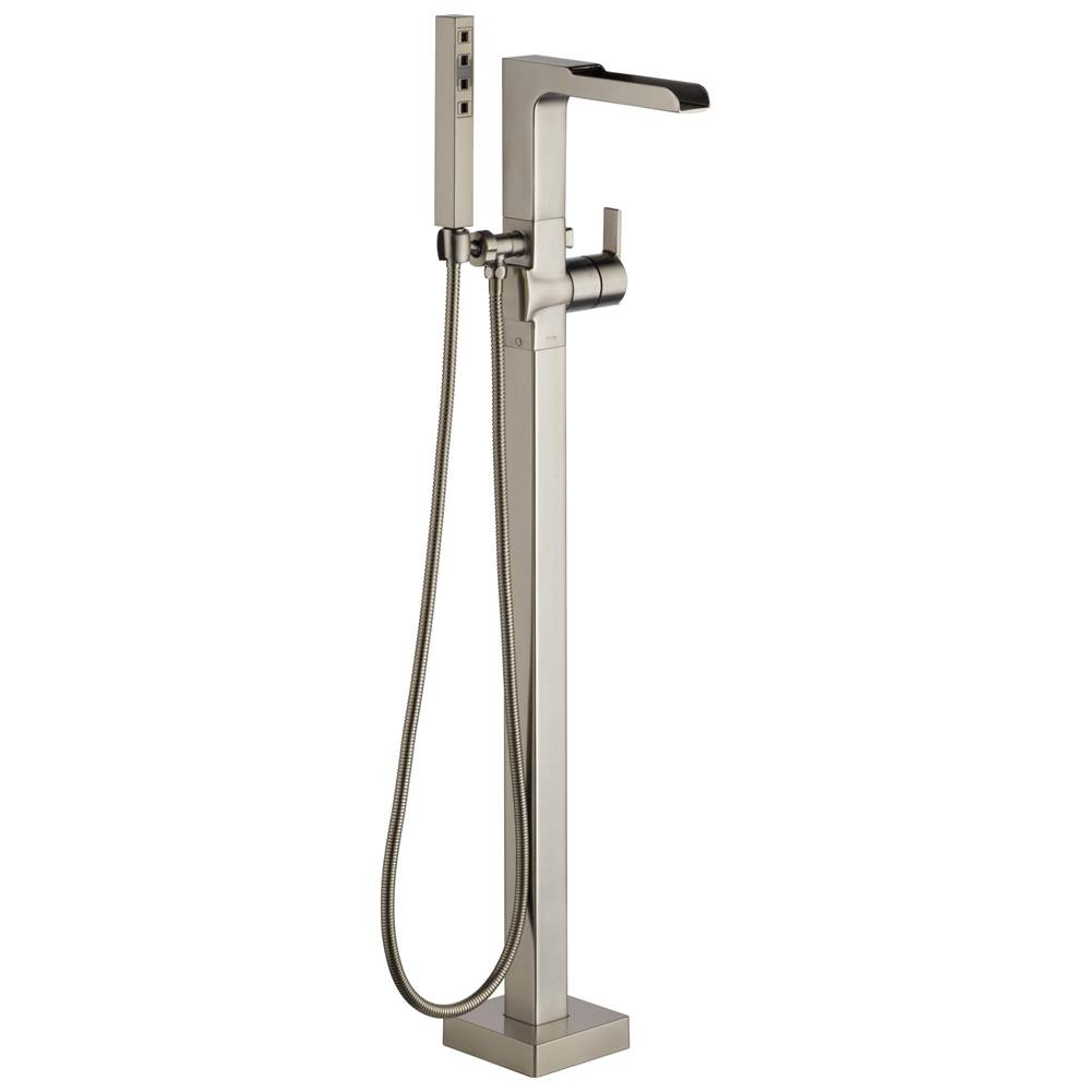 Delta Faucet Ara® Single Handle Floor Mount Channel Spout Tub Filler Trim with Hand Shower