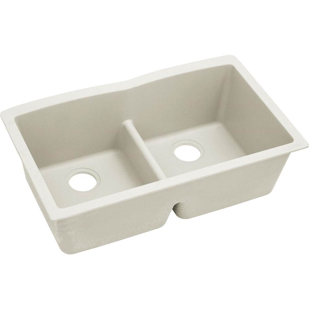 Elkay Reserve Selection Elkay Quartz Luxe 33'' x 19'' x 10'', Equal Double Bowl Undermount Sink with Aqua Divide, Ricotta