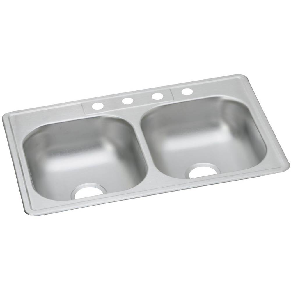 Elkay Dayton Stainless Steel 33'' x 22'' x 6-9/16'', 1-Hole Equal Double Bowl Drop-in Sink (50 Pack)
