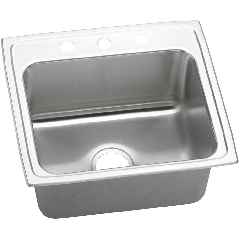 Elkay Lustertone Classic Stainless Steel 22'' x 19-1/2'' x 10-1/8'', Single Bowl Drop-in Sink with Quick-clip