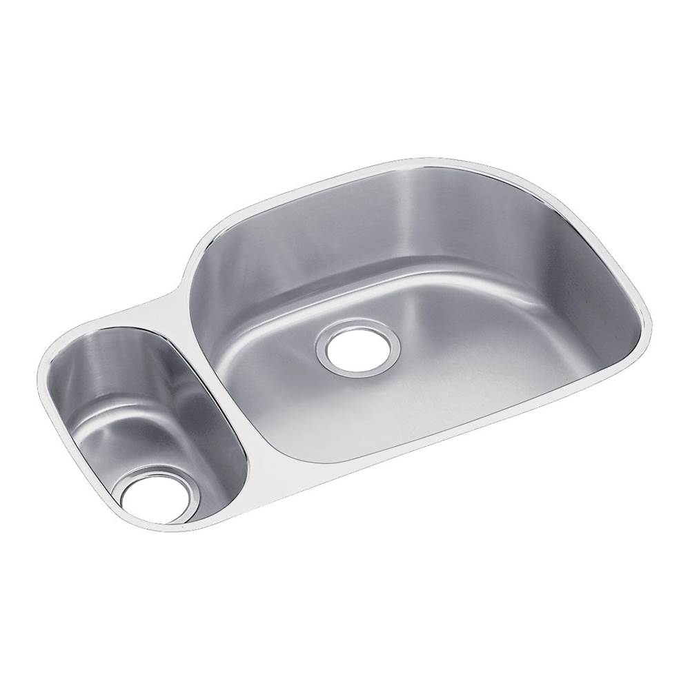 Elkay Lustertone Classic Stainless Steel 31-1/2'' x 21-1/8'' x 10'', 30/70 Offset Double Bowl Undermount Sink