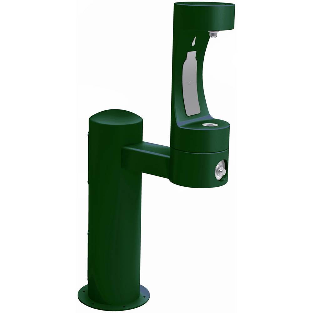 Elkay Outdoor ezH2O Bottle Filling Station Single Pedestal, Non-Filtered Non-Refrigerated Freeze Resistant Evergreen