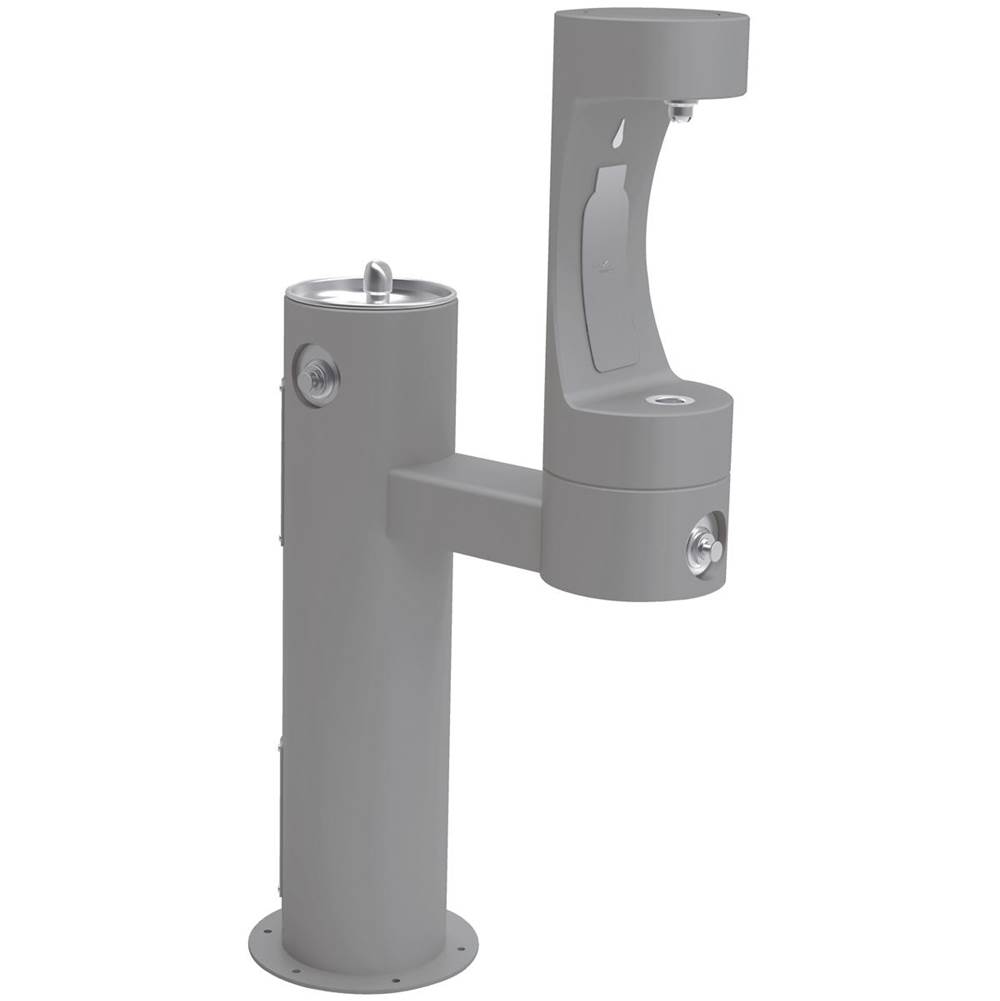 Elkay Outdoor ezH2O Lower Bottle Filling Station Bi-Level Pedestal, Non-Filtered Non-Refrigerated Freeze Resistant Gray