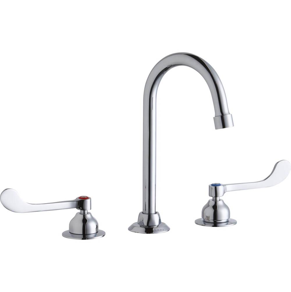 Elkay 8'' Centerset with Concealed Deck Faucet with 5'' Gooseneck Spout 6'' Wristblade Handles Chrome