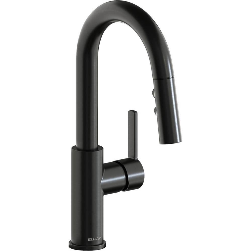 Elkay Avado Single Hole Bar Faucet with Pull-down Spray and Lever Handle, Black Stainless