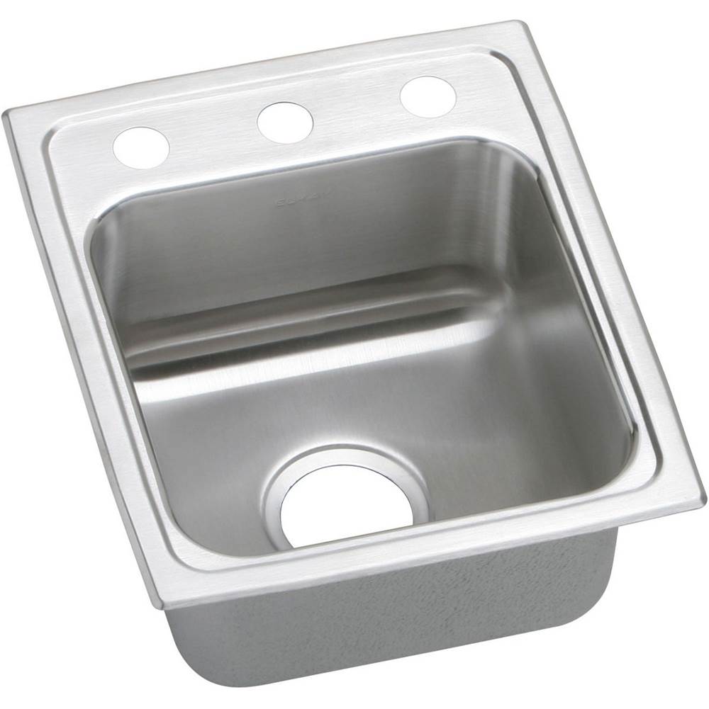 Elkay Lustertone Classic Stainless Steel 15'' x 17-1/2'' x 7-5/8'', Single Bowl Drop-in Bar Sink with Quick-clip