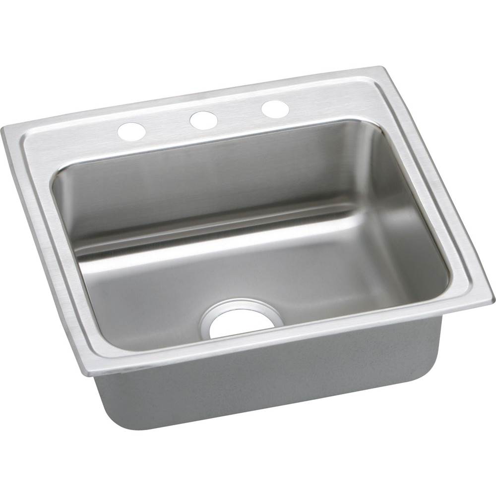 Elkay Lustertone Classic Stainless Steel 22'' x 19-1/2'' x 7-5/8'', 3-Hole Single Bowl Drop-in Sink with Quick-clip