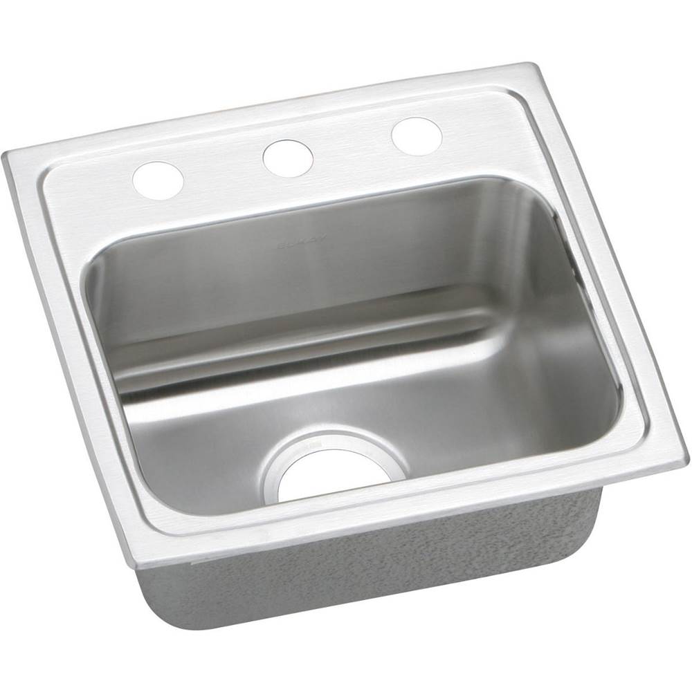 Elkay Lustertone Classic Stainless Steel 17'' x 16'' x 6-1/2'', 2-Hole Single Bowl Drop-in ADA Sink with Quick-clip
