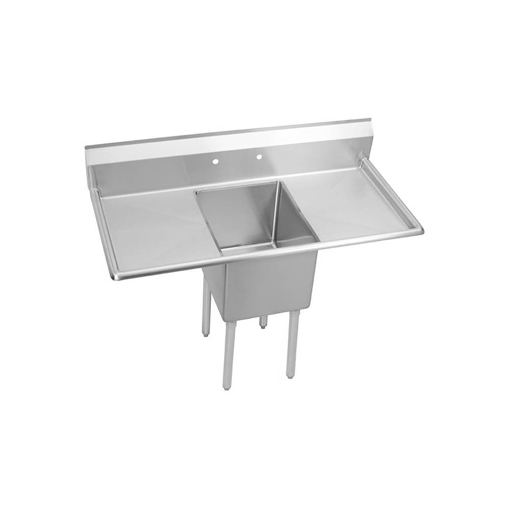 Elkay Dependabilt Stainless Steel 54'' x 23-13/16'' x 43-3/4'' 18 Gauge One Compartment Sink w/ 18'' Left and Right Drainboards and Stainless Steel Legs