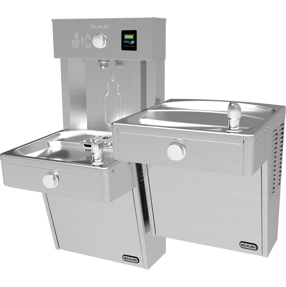 Elkay ezH2O Vandal-Resistant Bottle Filling Station, and Bi-Level Reverse Cooler, Non-Filtered Non-Refrigerated Stainless