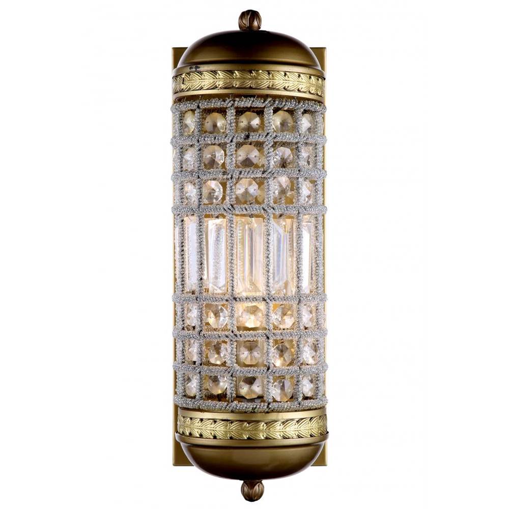 Elegant Lighting 1205 Olivia Collection Wall Sconce W:5in H:15in Ext: 7in Lt:1 French Gold Finish Royal Cut Crystal (