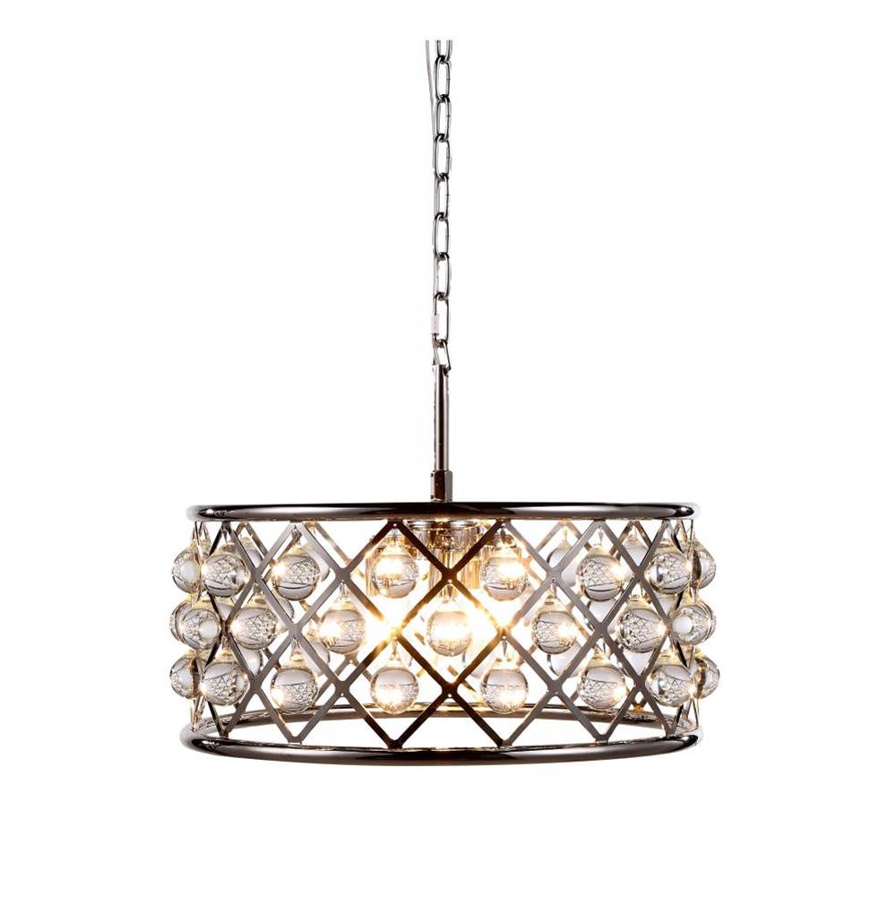 Elegant Lighting 1213 Madison Collection Pendant Lamp D:20in H:9in Lt:5 Polished Nickel Finish Royal Cut Crystal (Cle