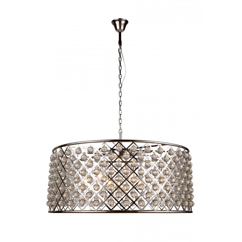 Elegant Lighting 1213 Madison Collection Pendant Lamp D:43.5in H:18.25in Lt:10 Polished Nickel Finish Royal Cut Cryst
