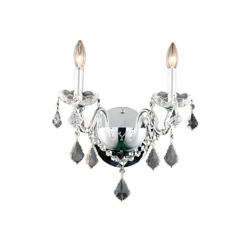 Elegant Lighting St. Francis 2 Light Chrome Wall Sconce Clear Royal Cut Crystal