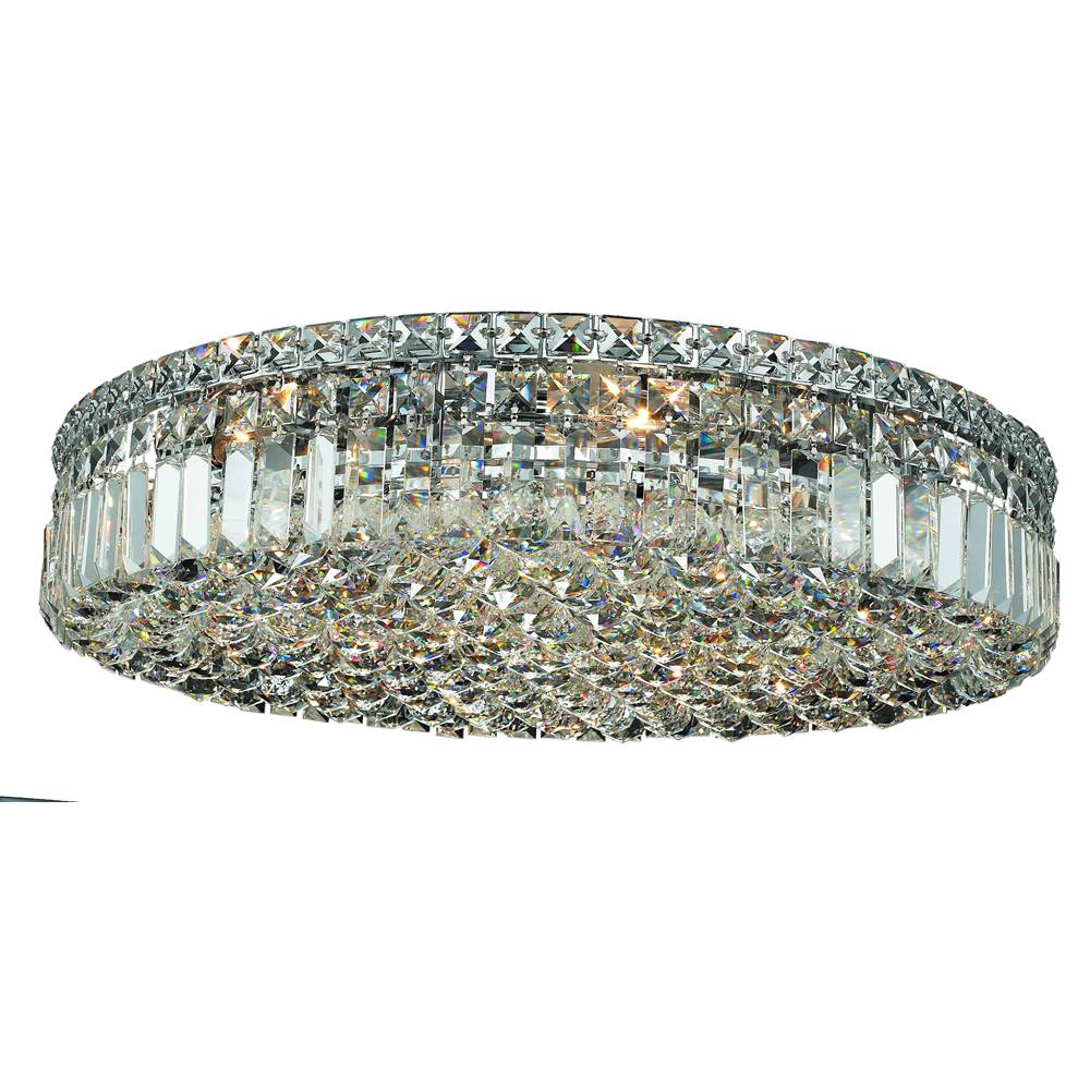 Elegant Lighting Maxime 9 Light Chrome Flush Mount Clear Royal Cut Crystal