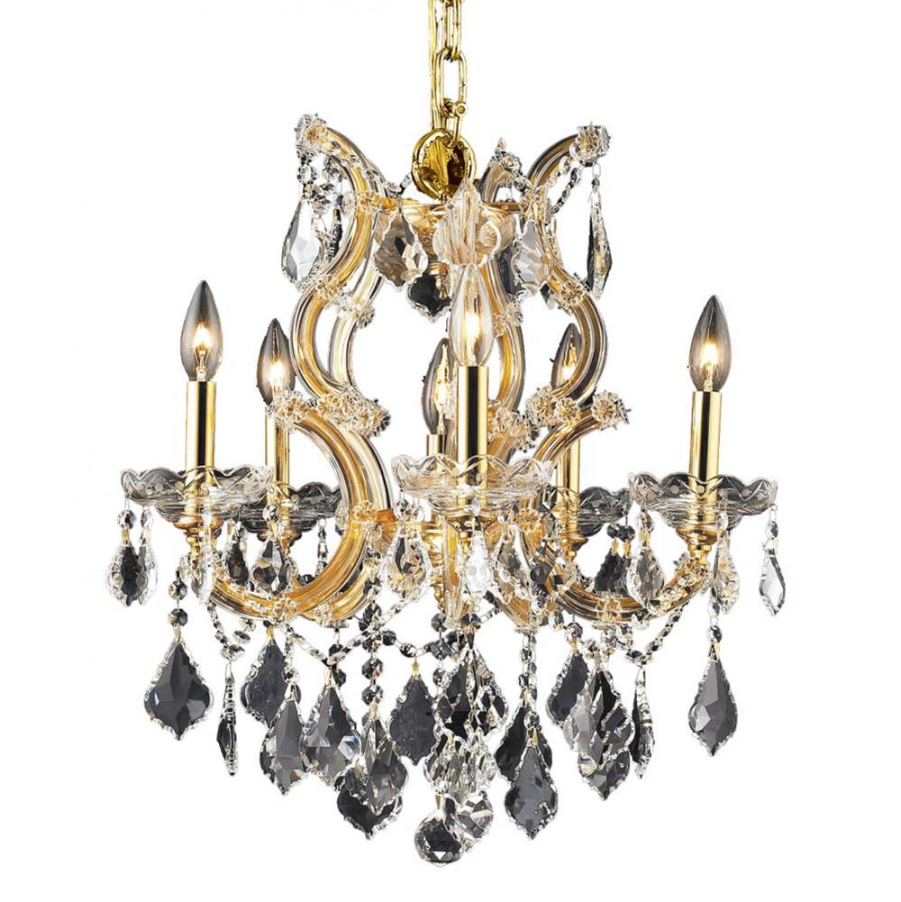 Elegant Lighting Maria Theresa 6 Light Gold Pendant Clear Royal Cut Crystal