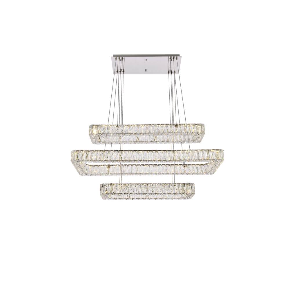 Elegant Lighting Monroe 42 Inch Led Triple Rectangle Pendant In Chrome