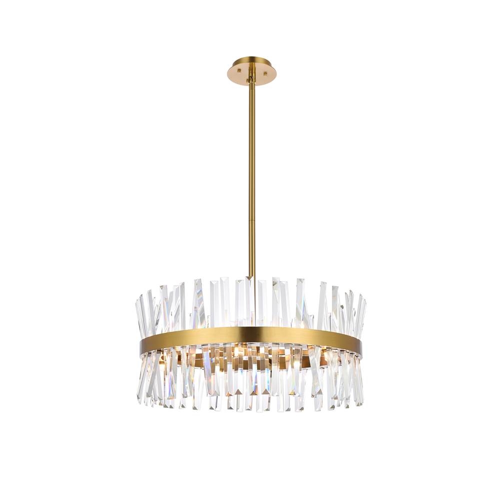 Elegant Lighting Serephina 25 Inch Crystal Round Pendant Light In Satin Gold