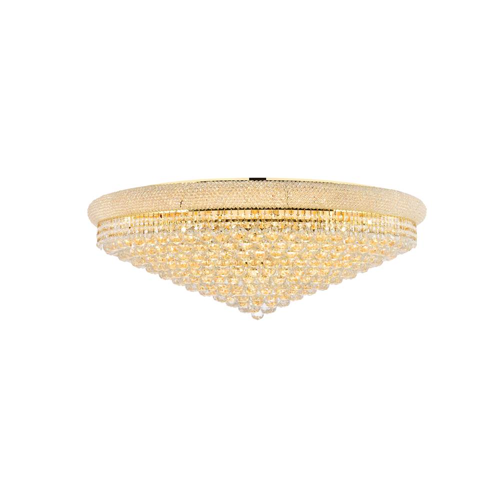 Elegant Lighting Primo 30 Light Gold Flush Mount Clear Royal Cut Crystal