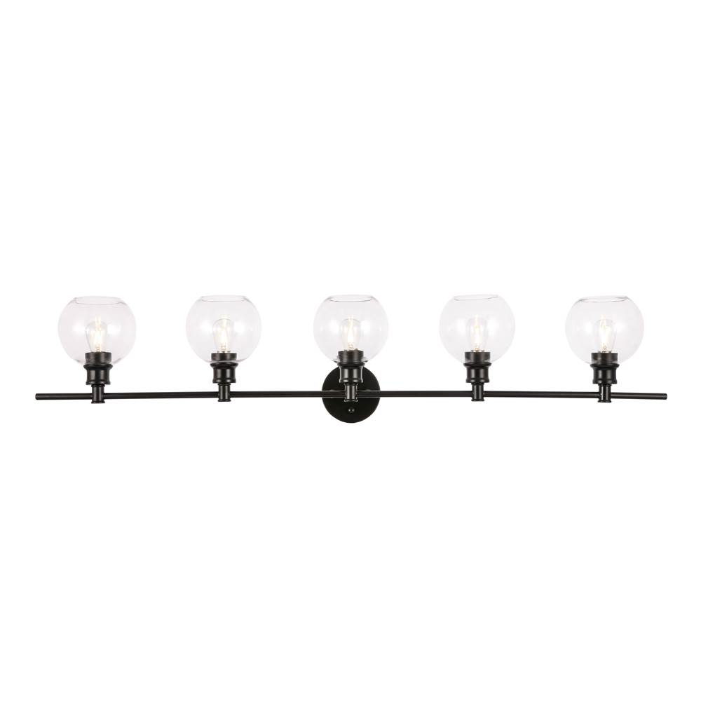 Elegant Lighting Collier 5 light Black and Clear glass Wall sconce