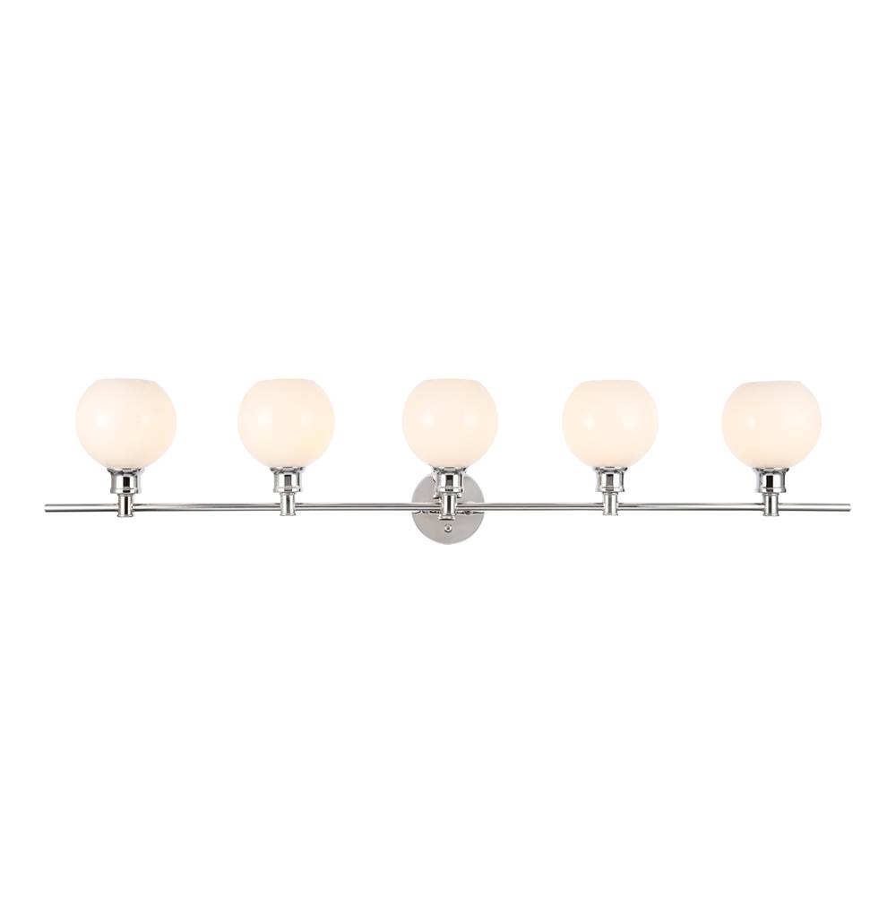 Elegant Lighting Collier 5 light Chrome and Frosted white glass Wall sconce